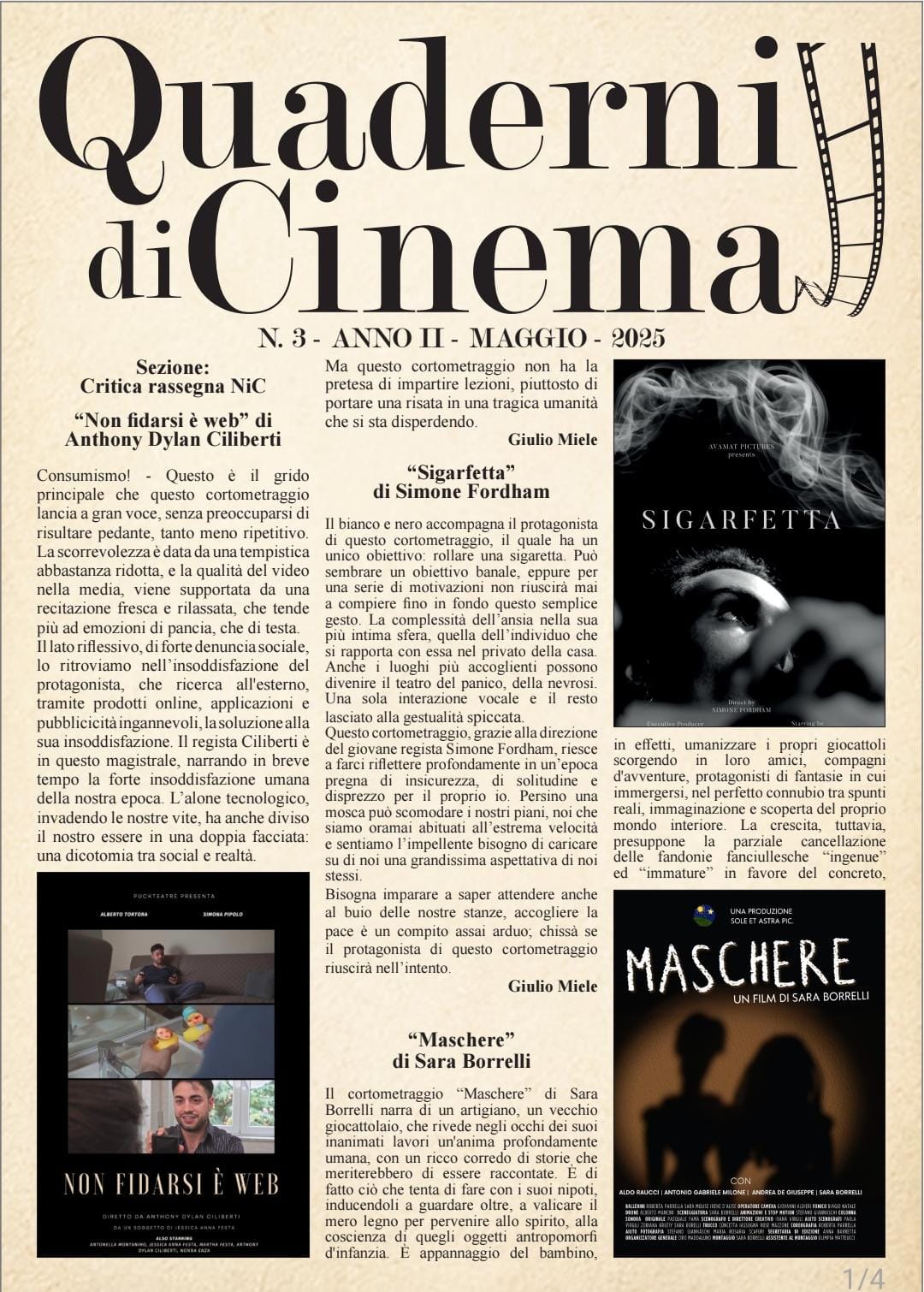 Quaderni di Cinema Maggio 2025