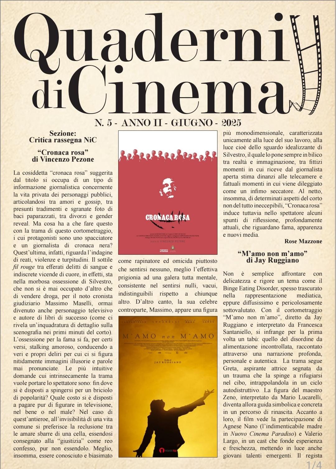 Quaderni di Cinema Giugno 2025