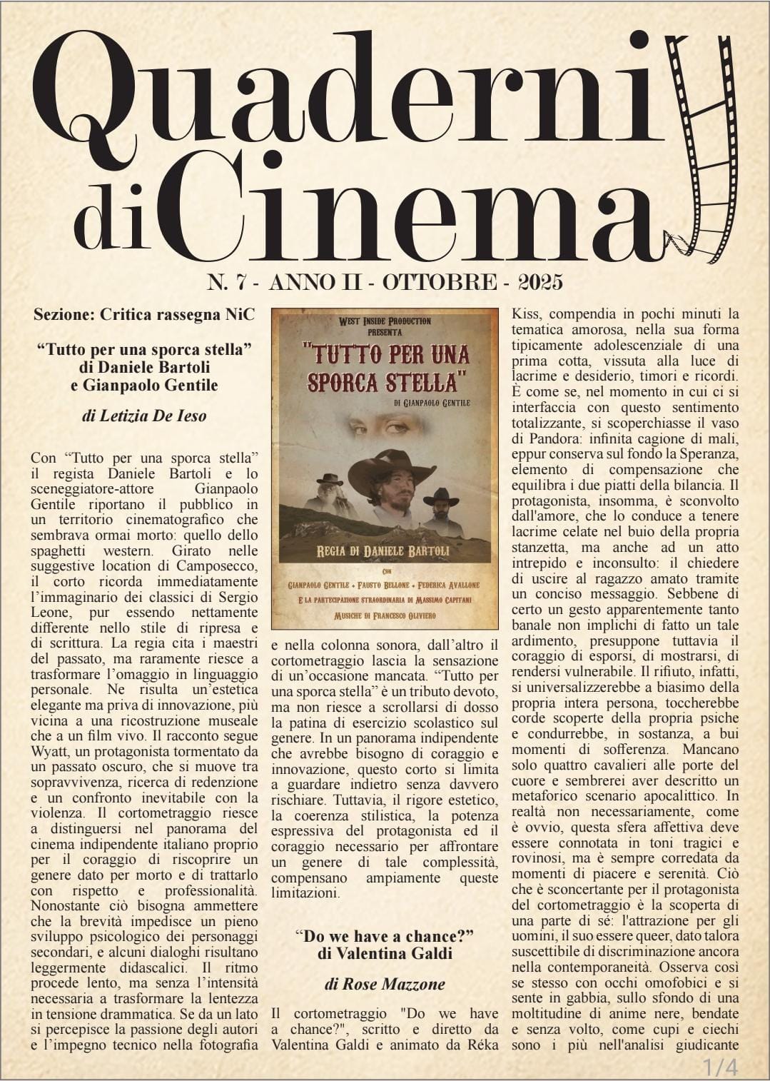 Quaderni di Cinema Ottobre 2025