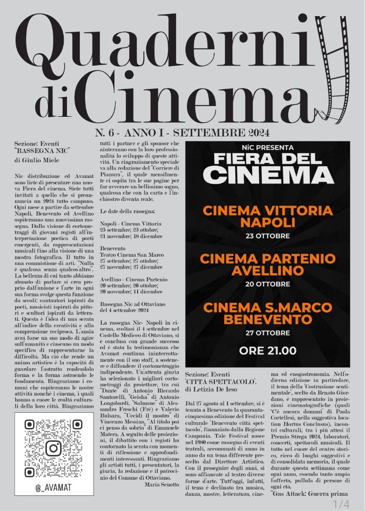 Quaderni di Cinema Settembre 2024
