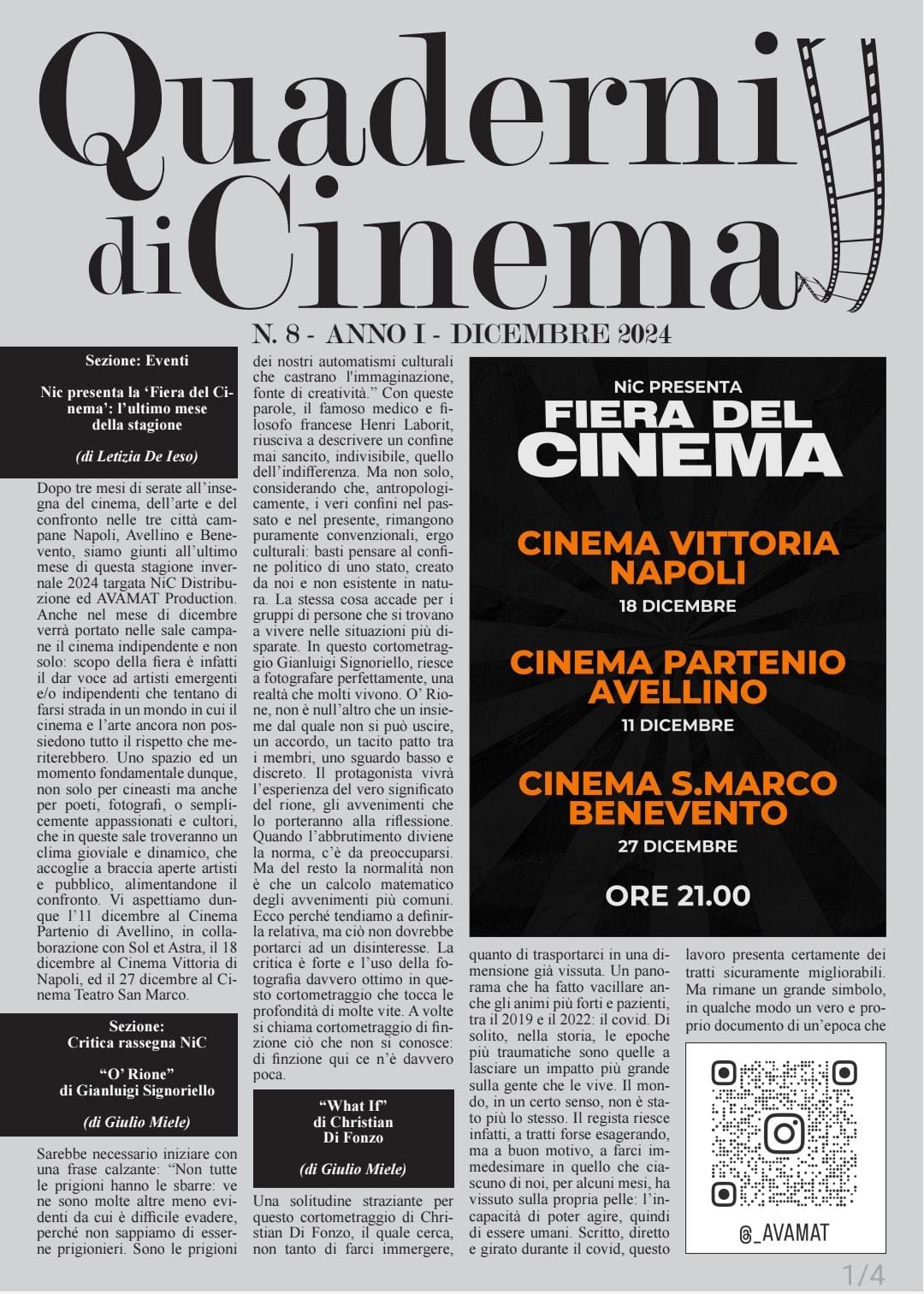 Quaderni di Cinema Dicembre 2024